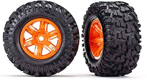 【中古】【未使用・未開封品】Traxxas TRA7772T タイヤ&ホイール、組み立て、接着済み(X-Maxxオレンジホイール、タイヤのMaxx、フォームインサート)。