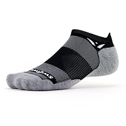 【中古】【未当て嵌める・未開封品】Swiftwick ? MAXUS ZERO ゴルフ\u0026駈けっくら靴下 最大限度座布団 メンズ レディース US 大きさ: Large 色つや: 黒いこと
