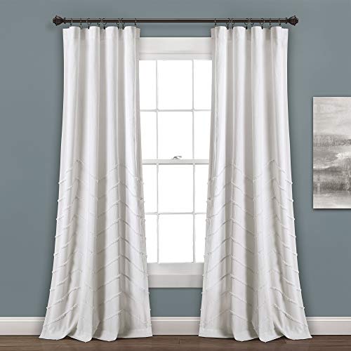 【中古】【未当て嵌める・未開封品】Chenille Chevron Window Curtain Panels White 40x95 Set 家電-その他