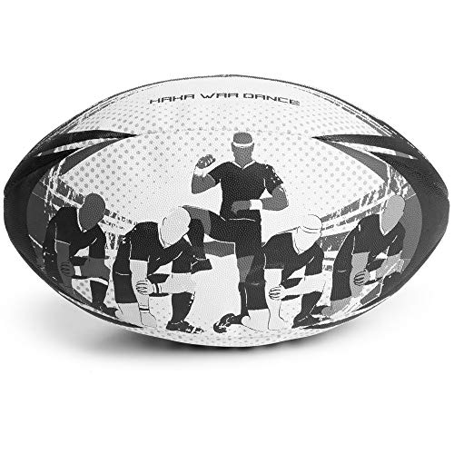 【中古】【未使用・未開封品】Crown Sporting Goods Haka War Dance ラグビーマッチボール | 公式サイズ5ボール 質感のあるグリップ付き | ニュージーランドのメンズ ブラック