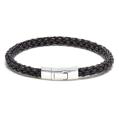 【中古】【未当て嵌める・未開封品】Tateossian メンズ Click Trenza 編み込みなめし革腕輪 黒いこと