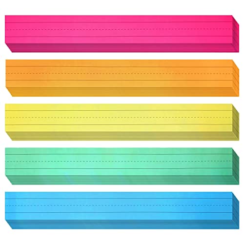 【中古】【未使用・未開封品】100枚パック 色付き文章ストリップ 教師用品 教室用チャートペーパー 教師用罫線紙ボーダー 教室用 掲示板 (5色 3 x 24インチ)