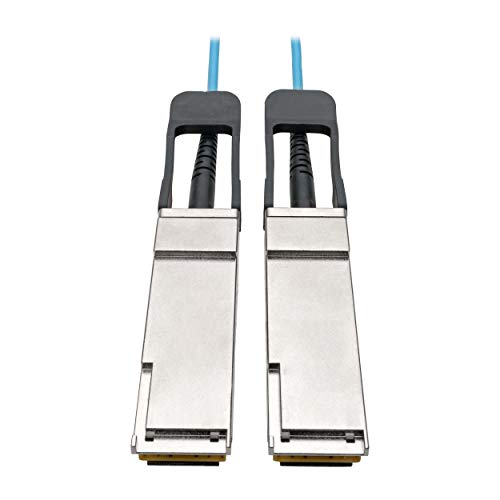 【中古】【未使用・未開封品】Tripp Lite QSFP+ to QSFP+ Cable (M/M), QSFP+ Active Optical Cable, 40 Gbps Ethernet, AOC, Aqua, 15 m (N28F-15M-AQ)