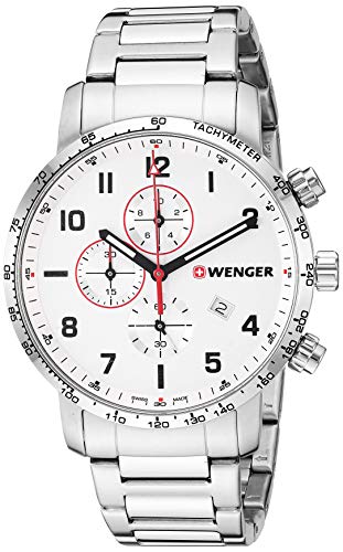 【中古】【未当て嵌める・未開封品】Wenger メンズ Attitude スイスクオーツ ステンレススチールストラップ しろがね色 22 カジュアルウォッチ (ひな形:01.1543.110)