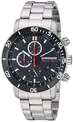 【中古】【未当てはめる・未開封品】Wenger メンズ 読み込むはやりっ子 黒いことナイト爵 ステンレス鋼スチール写真 スイスクォーツ ステンレススチールストラップ しろがね色 22 カジュアルウォッチ