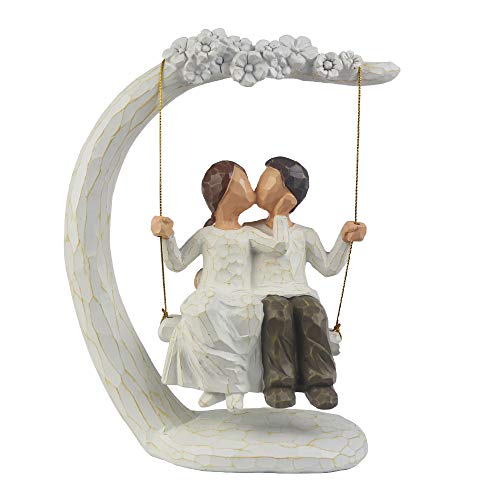 【中古】【未使用・未開封品】jinhuoba ロマンチックなカップルの置物 9インチ 手描き Sweet Loving Together カップル彫刻 美しい瞬間を覚えます - バレンタインデー、結婚記