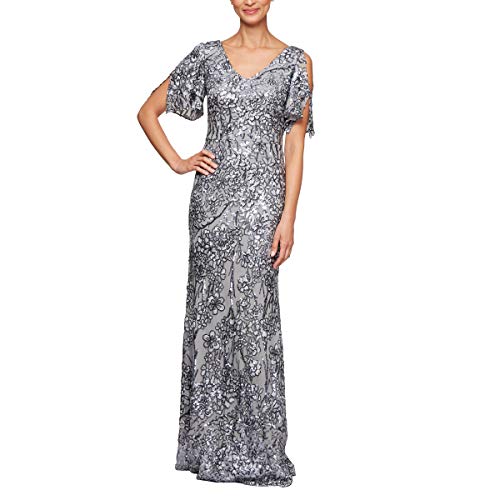 【中古】【未当て嵌める・未開封品】Alex Evenings DRESS レディース US 大きさ: 16 色つや: しろがね色