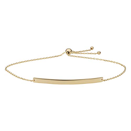 【中古】【未当て嵌める・未開封品】Kooljewelry 14K黄色ゴールド カーブバープレート ボロブレスレット (9in)