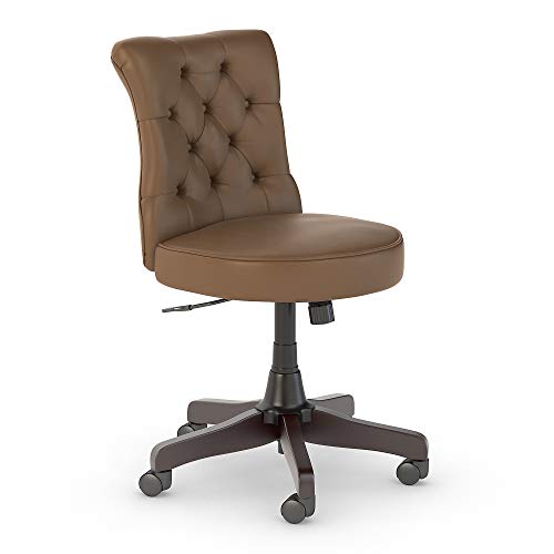 【中古】【未使用・未開封品】Bush Business Furniture Arden Lane ミッドバック タフテッドオフィスチェア - サドルレザー 幅22インチ x 奥行き26インチ x 高さ34インチ 人間