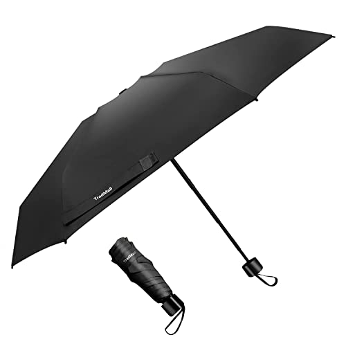 【中古】【未使用・未開封品】TradMallミニトラベルパラソル、太陽と雨のための95％紫外線保護を備えたポータブル軽量コンパクトパラソル、ブラック