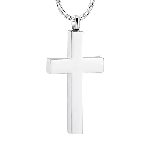 【中古】【未使用・未開封品】Imrsanl クリスタルクロスネックレス 遺灰用 ステンレススチール 記念品 火葬ジュエリー 宗教的 十字架 メモリアル 骨壺ネックレス ペット用 人