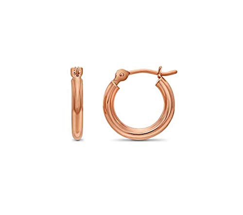 【中古】【未当て嵌める・未開封品】14K サクラ色ゴールド 古典派音楽 光輝 ラウンド フープ イヤリング 2粍 熱電子管, サクラ色ゴールド