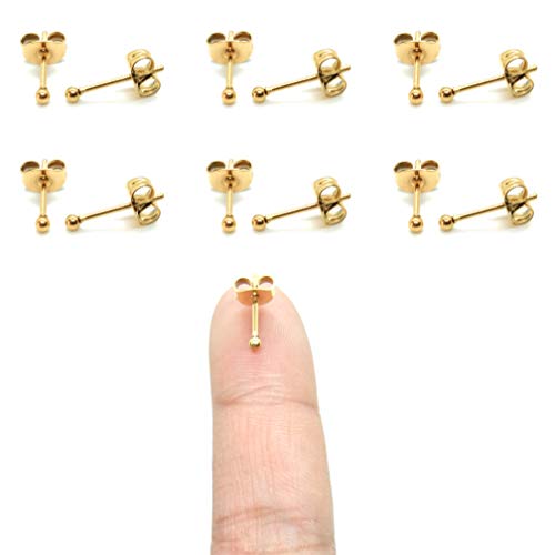 【中古】【未使用・未開封品】6ペア 14K ゴールドメッキ 316L サージカルスチール 軟骨ピアス 小さなスタッドピアス 20G スタイルボール パール キュービックジルコニア ディ