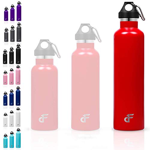 【中古】【未使用・未開封品】Day 1 Fitness ステンレススチールウォーターボトル 標準口 カラビナ付き (18オンス、23オンス、27オンス) - 3サイズと8色のオプション - 真空断