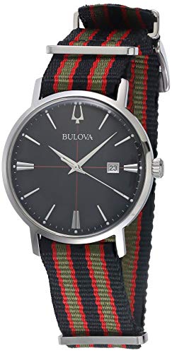 【中古】【未当て嵌める・未開封品】Bulova Classic 96B317メンズ色取り取りのNatoバンドブラッククォーツダイヤルウォッチ