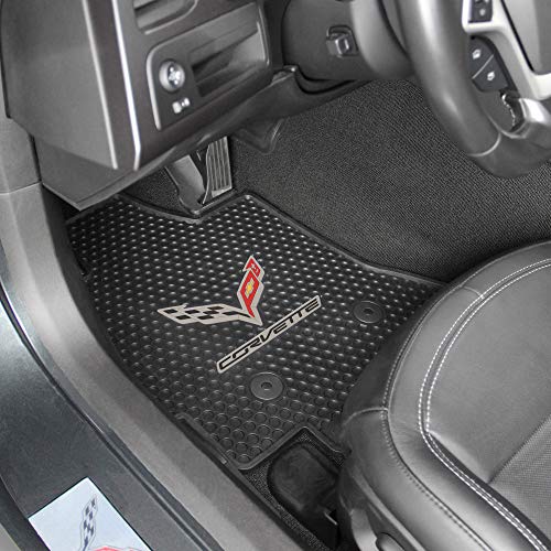 【中古】【未使用・未開封品】Lloyd Mats Corvette C7シグネチャーゴム全天候型フロアマット - 2014年以降 2個セット - 2014、2015、2016、2017、2018年モデルに適合