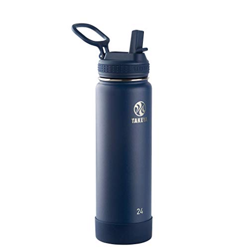 【中古】【未使用・未開封品】Takeya Actives ストロー断熱ウォーターボトル 24オンス ミッドナイトブルー