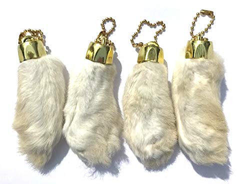 【中古】【未使用・未開封品】Dangerous Threads ウサギ 足 キーホルダー スノーホワイト ゴールドチェーン 4個