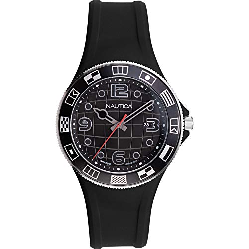【中古】【未当て嵌める・未開封品】Nautica Men\u0027s Lummus Beach NAPLBS904 Black Silicone Quartz Fashion Watch