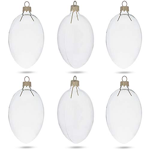 【中古】【未使用・未開封品】BestPysanky クリアガラスエッグオーナメント DIYクラフト 4インチ 6個セット