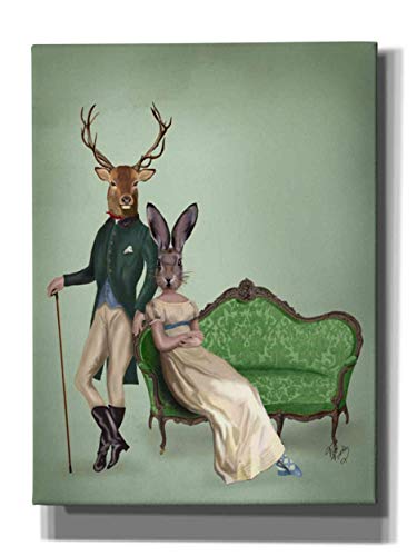 【中古】【未使用・未開封品】Fab Funky Giclee キャンバスウォールアート エピックグラフィティ「ミスターディアとミセスラビット」 20\