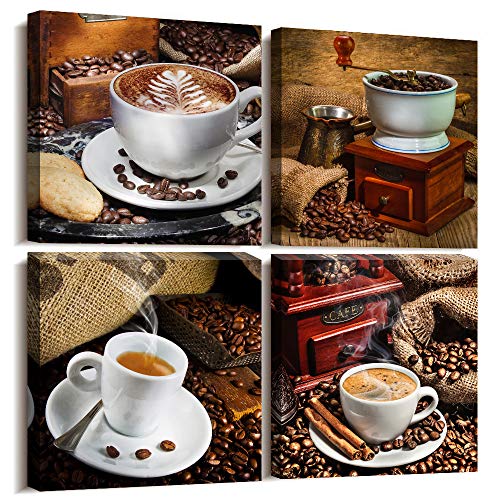 【中古】【未使用・未開封品】4パネル モダンキッチン 壁装飾 コーヒーキャンバス 壁アート ダイニングルーム 復元 古代風 コーヒー テーブルウェア 写真 コーヒーショップ ジ