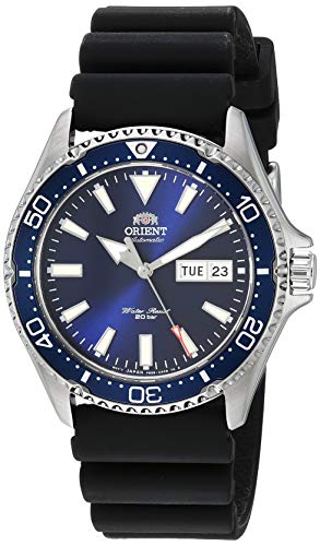 【中古】【未使用・未開封品】Orient メンズ Kamasu ステンレススチール 日本製自動ダイビングウォッチ, Blue - Rubber Strap, ダイビングウォッチ。|AJIMURA-SHOP