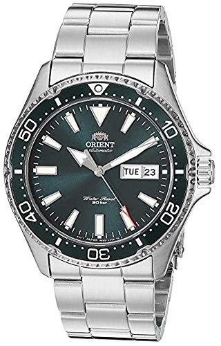 【中古】【未使用・未開封品】Orient メンズ Kamasu ステンレススチール 日本製自動ダイビングウォッチ, Green - Metal Bracelet, ダイビングウォッチ。｜AJIMURA-SHOP