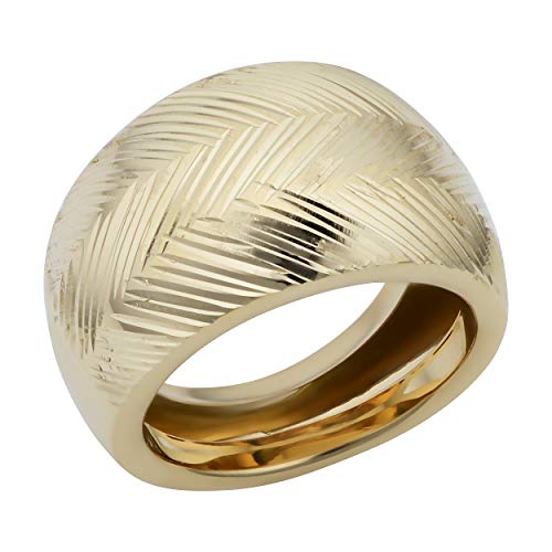 【中古】【未使用・未開封品】Kooljewelry 14Kイエローゴールド ダイヤモンドカット シガーバンドリング (14.5mm)