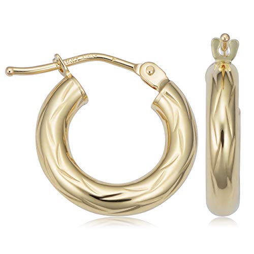 【中古】【未当て嵌める・未開封品】Kooljewelry 14K黄色ゴールド スモールハギーフープピアス