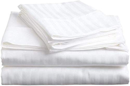 【中古】【未使用・未開封品】Unique Beddings イタリア製 1500スレッドカウント 厚手 ソフト エジプト綿 シーツセット 深いポケット クイーン\u0026キング 柄 プレミアムイタリア