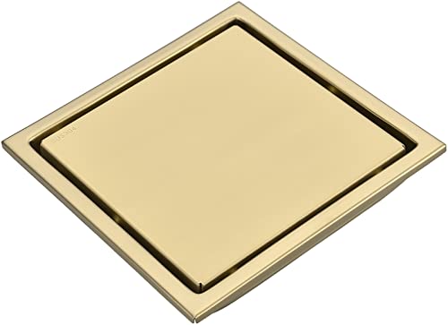 【中古】【未使用・未開封品】TRUSTMI 6インチ 正方形 見えない浴室 シャワー床排水溝 取り外し可能なタイルインサートグレートカバー付き SUS 304ステンレススチール つや消
