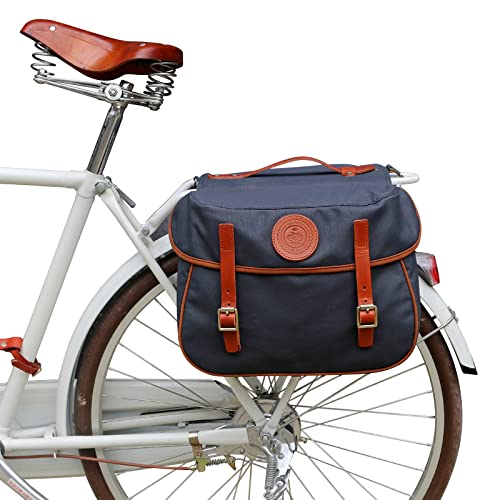 【中古】【未使用・未開封品】TOURBON 自転車パニエバッグ 防水 自転車 リアラック テールバッグ キャンバスとレザー