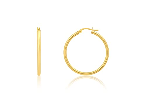 【中古】【未当て嵌める・未開封品】14K 黄色または白いことゴールド 1.2in ラウンドフープイヤリング
