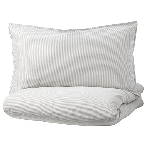 【中古】【未当て嵌める・未開封品】IKEA Bergpalm 掛け布団押しかぶせると枕押しかぶせる 薄墨色縞模様 804.232.65 大きさ:盛りだくさん/皇后陛下(ダブル/皇后陛下)