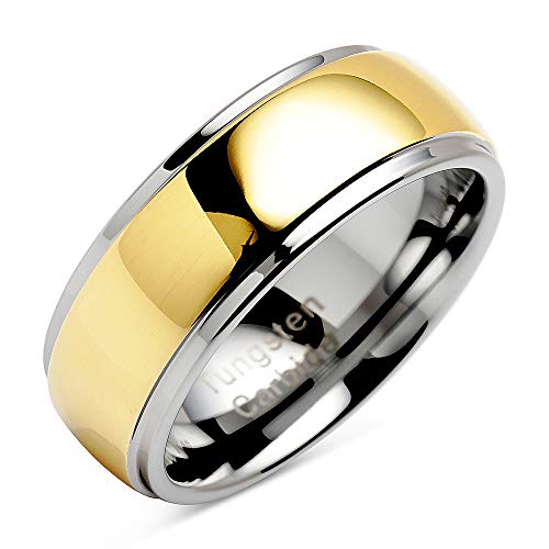 【中古】【未使用・未開封品】100S JEWELRY タングステンリング メンズ レディース 結婚指輪 ツートーン ゴールドミラー仕上げ サイズ8-16