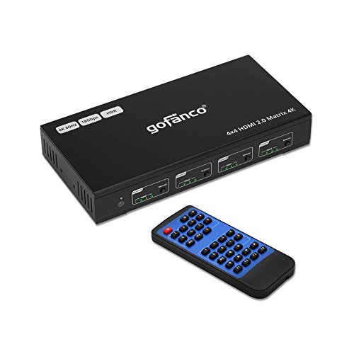 【中古】【未当て嵌める・未開封品】gofanco 4x4 HDMI 2.0 マトリックススイッチャー IRリモート\u0026ウェッブグラフィカルユーザーインターフェース抑えつける付き添い人 - (4K 60サイクル YUV 4:4:4, HDR) - HDMI 2.0, HDCP 2.2/1.4,