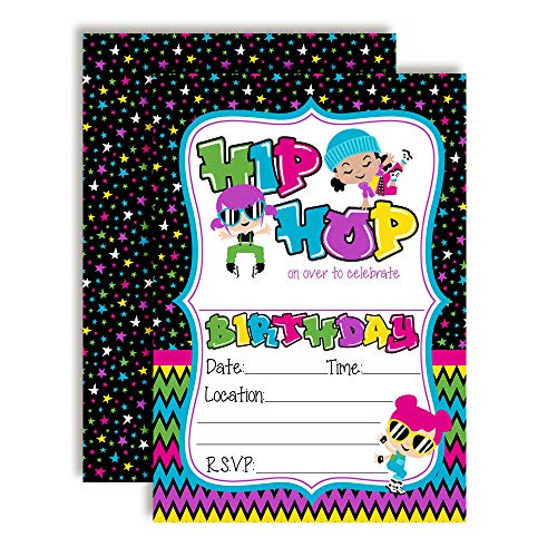 【中古】【未使用・未開封品】AmandaCreation ヒップホップダンステーマ 誕生日パーティー招待状 カード20枚 5インチ x 7インチ 白い封筒20枚付き|AJIMURA-SHOP