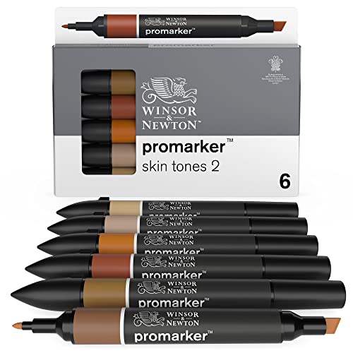 【中古】【未使用・未開封品】Winsor & Newton Promarker、6セット、Skin Tones 2 6カウント