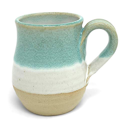【中古】【未使用・未開封品】Mosquito Mud Pottery クラシックコーヒーマグ ハンドメイド アメリカ陶器 アクアストライプ