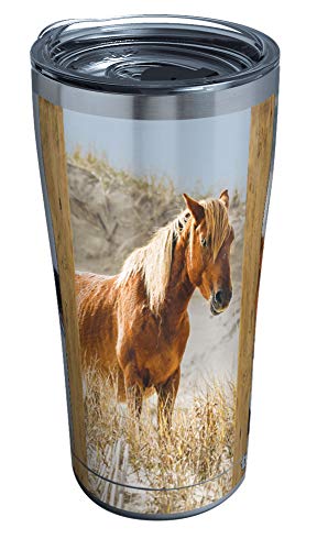 【中古】【未使用・未開封品】Tervis 断熱タンブラーカップ 三重壁 海岸 野生の馬 保冷 保温 20オンス ステンレススチール