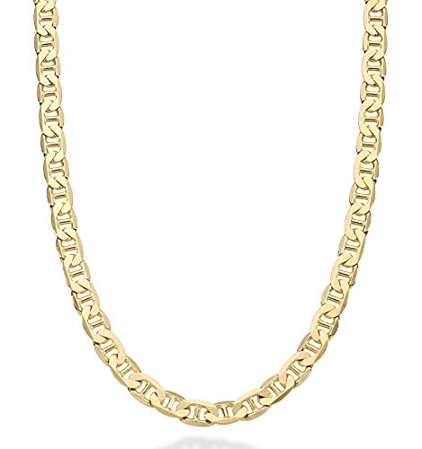 【中古】【未使用・未開封品】MiaBella ソリッド 18K ゴールド オーバー スターリング シルバー イタリア 6mm ダイヤモンドカット ソリッド フラット マリナー リンク チェー