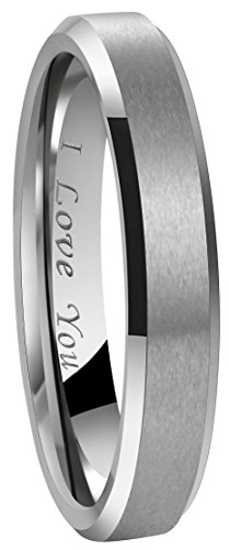 【中古】【未使用・未開封品】Crownal 8mm 6mm 4mm ブラックタングステン 結婚指輪 カップルリング メンズ レディース マットつや消し仕上げ センター刻印 \"I Love You\" サイ