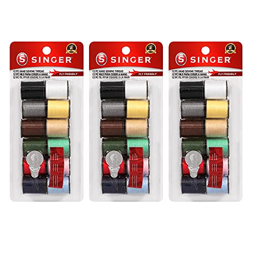 【中古】【未使用・未開封品】Singer 60642 スパンポリエステル糸 アソートカラー 12カウント 3パック MULTI60642-3