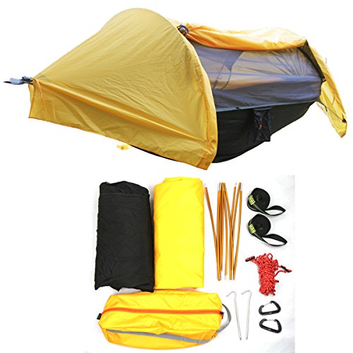 【中古】【未使用・未開封品】HongXingHai 3イン1 ハンモック 蚊帳と雨よけ付き アウトドアハンモックテント キャンプ用|AJIMURA-SHOP