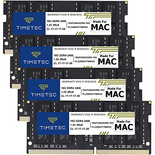 【中古】【未当て嵌める・未開封品】Timetec Hynix 集積回路 Mac用 DDR4 2400Mhz SODIMM Apple専用増設記憶装置 64GB KIT(4x16GB)