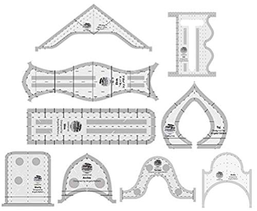 【中古】【未使用・未開封品】Creative Grids Machine キルティングツール 定規 9個パック タジ エルビラ シェビー スクイージー ショート スリム アーチ シェリー サイド