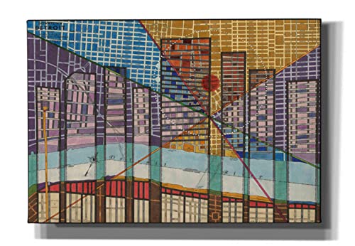 【中古】【未当て嵌める・未開封品】Nikki Galapon Giclee キャンバスウォールアート エピックグラフィティ 「自動車の街の軍用地図」 26\" x 18\"" ベージュ EPIC-CA18263416"