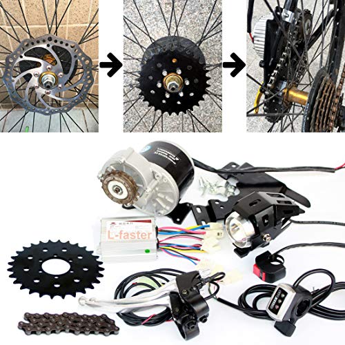 【中古】【未当て嵌める・未開封品】L-faster 350W バイクチェーンドライブキット 自動二輪車当て嵌める可 44粍 レコード盤打ちきり 銀輪サイドマウントブラシモーターキット 16T フリーホイー
