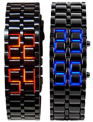 【中古】【未使用・未開封品】Mastop メンズ Lava ステンレススチール 溶岩 レッド LED デジタル ブレスレット 腕時計 2 Pieces-LED｜AJIMURA-SHOP